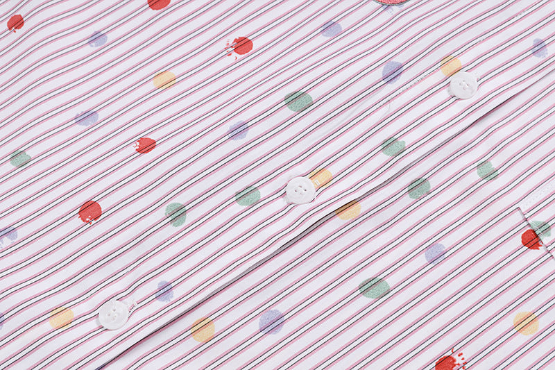 DAXUEN Pastel polka dot embroidered button-up shirt