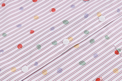 DAXUEN Pastel polka dot embroidered button-up shirt