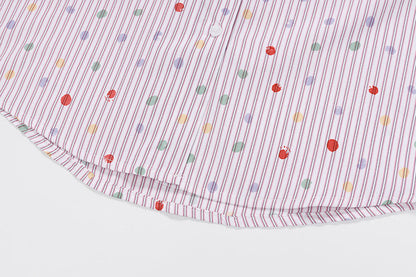 DAXUEN Pastel polka dot embroidered button-up shirt