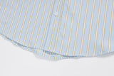 DAXUEN Light blue short-sleeved striped shirt with puppy embroidery
