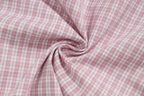 DAXUEN Pink plaid short-sleeved collared shirt with cat embroidery