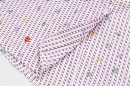 DAXUEN Pastel polka dot embroidered button-up shirt