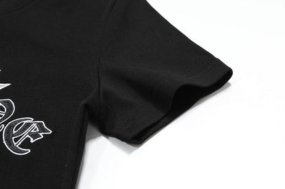 DAXUEN Leopard star graphic t-shirt with gothic text