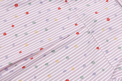 DAXUEN Pastel polka dot embroidered button-up shirt