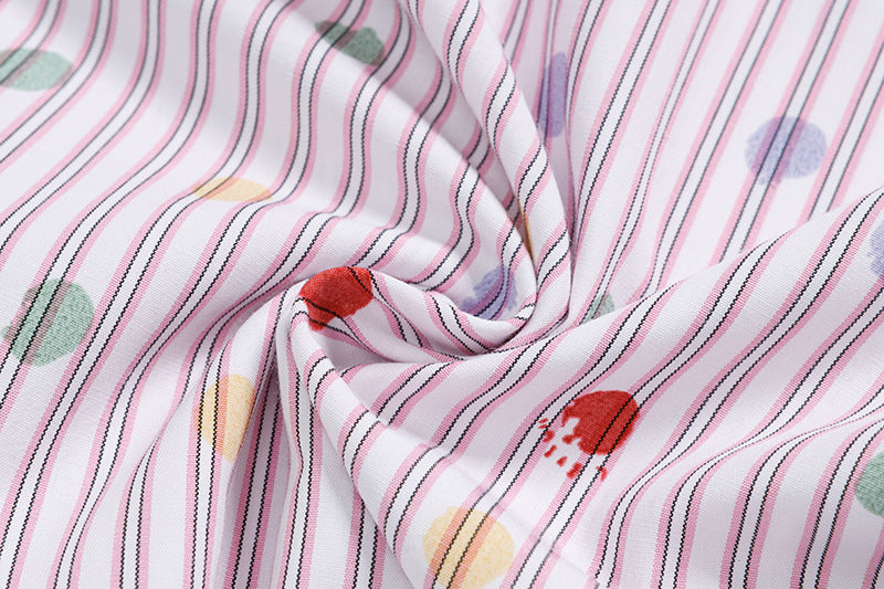 DAXUEN Pastel polka dot embroidered button-up shirt