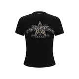 DAXUEN Leopard print star graphic short-sleeved t-shirt