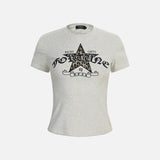 DAXUEN Leopard print star graphic short-sleeved t-shirt