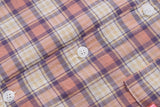 DAXUEN Casual pink plaid button-up shirt with cartoon embroidery