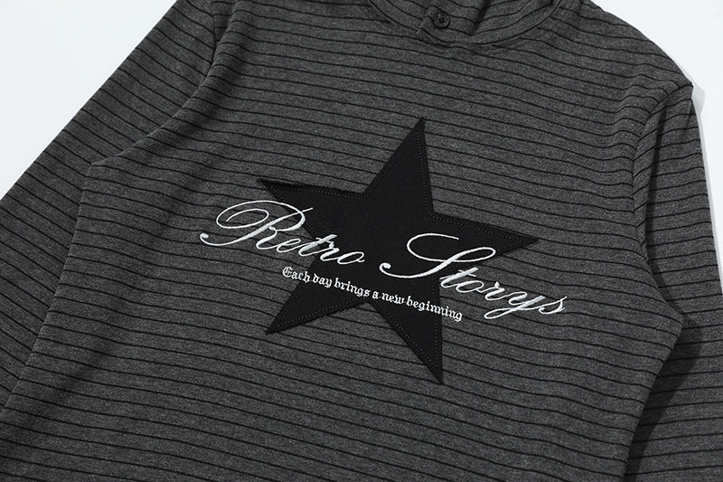DAXUEN Fitted long-sleeved turtleneck top with star graphic