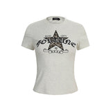 DAXUEN Leopard print star graphic short-sleeved t-shirt