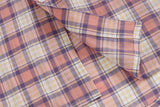 DAXUEN Casual pink plaid button-up shirt with cartoon embroidery