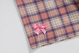 DAXUEN Casual pink plaid button-up shirt with cartoon embroidery