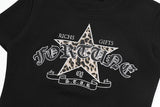 DAXUEN Leopard print star graphic short-sleeved t-shirt