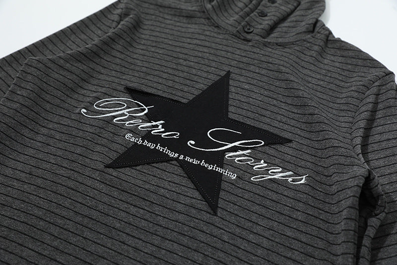 DAXUEN Fitted long-sleeved turtleneck top with star graphic