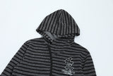 DAXUEN Hooded zip-up jacket with stripes and kangaroo pocket