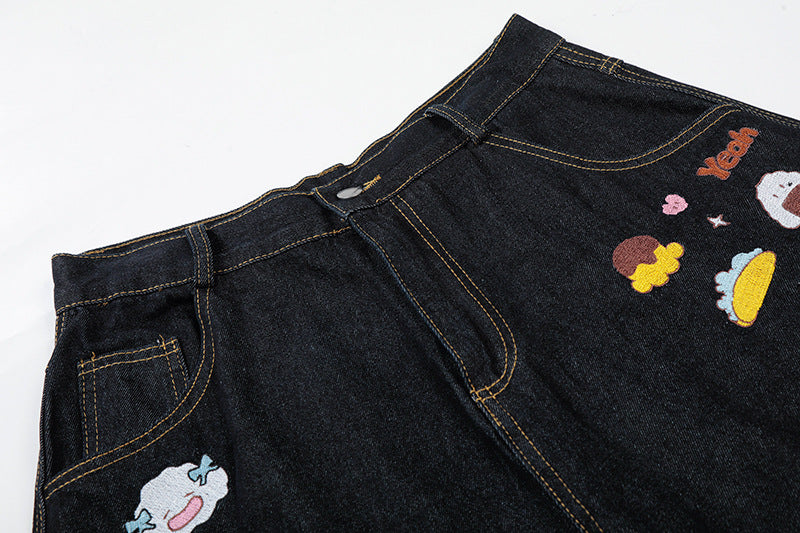 DAXUEN Pair of high-waisted, wide-leg denim culotte shorts