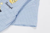 DAXUEN Cat embroidered plaid short sleeve shirt