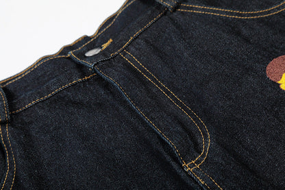 DAXUEN Pair of high-waisted, wide-leg denim culotte shorts