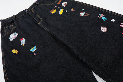 DAXUEN Pair of high-waisted, wide-leg denim culotte shorts