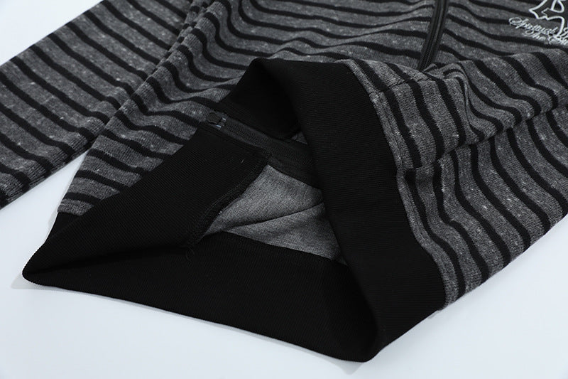 DAXUEN Striped hooded zip-up jacket