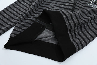DAXUEN Striped hooded zip-up jacket