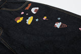 DAXUEN Pair of high-waisted, wide-leg denim culotte shorts
