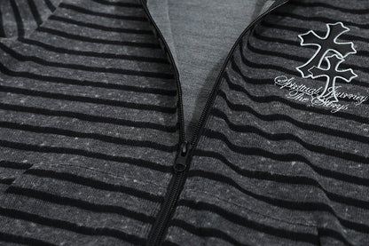 DAXUEN Striped hooded zip-up jacket