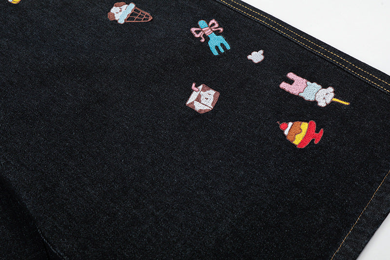 DAXUEN Pair of high-waisted, wide-leg denim culotte shorts