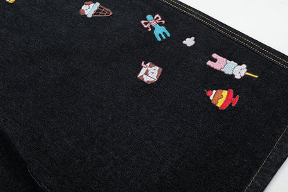 DAXUEN Pair of high-waisted, wide-leg denim culotte shorts