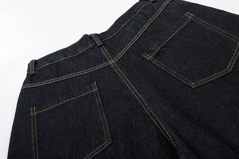 DAXUEN Pair of high-waisted, wide-leg denim culotte shorts