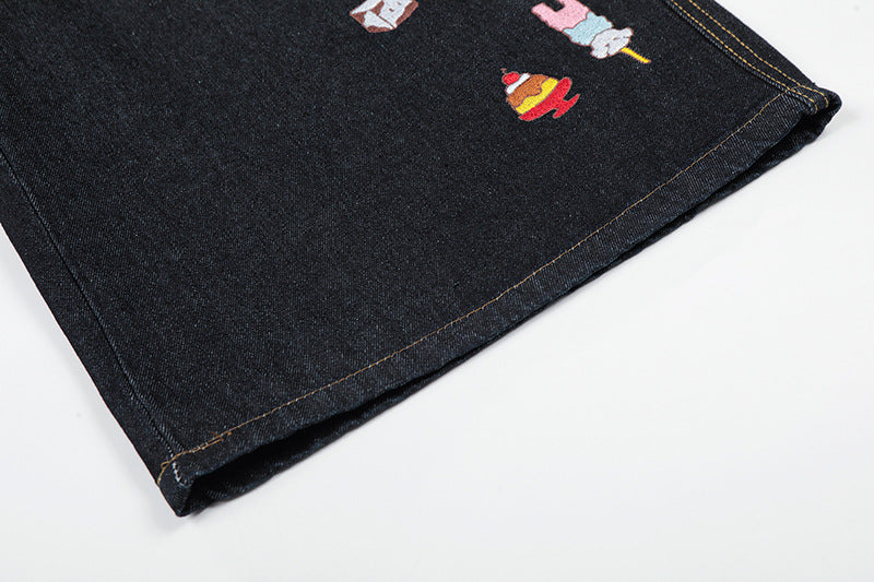 DAXUEN Pair of high-waisted, wide-leg denim culotte shorts