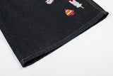 DAXUEN Pair of high-waisted, wide-leg denim culotte shorts