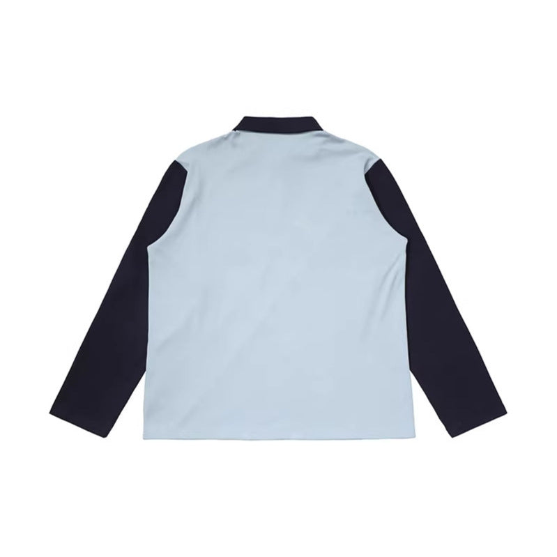 DAXUEN Retro long sleeve polo shirt with diagonal stripe