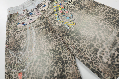 DAXUEN Faded leopard print wide-leg culottes