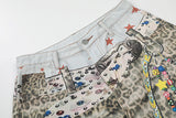 DAXUEN Faded leopard print wide-leg culottes