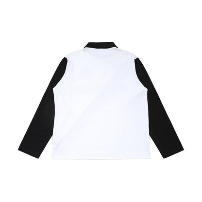 DAXUEN Retro long sleeve polo shirt with diagonal stripe
