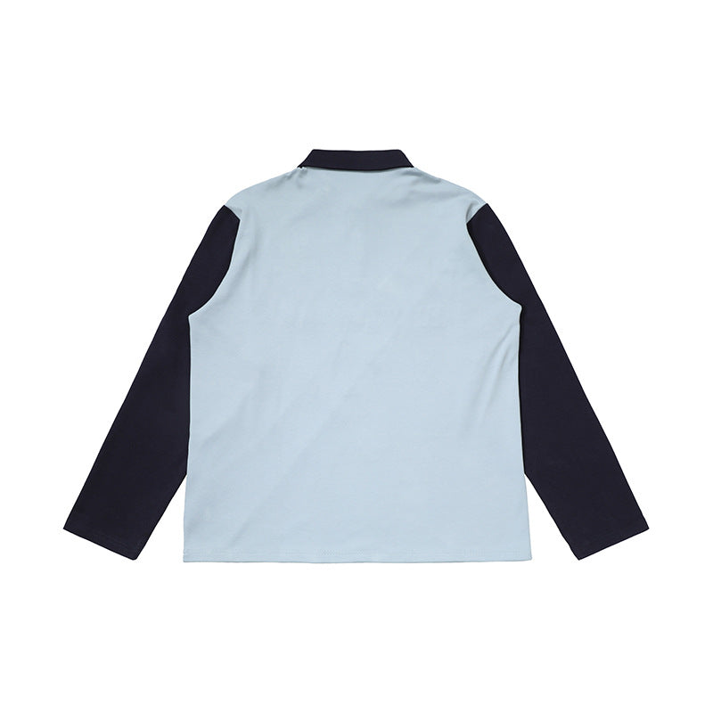 DAXUEN Retro long sleeve polo shirt with diagonal stripe
