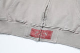 DAXUEN Distressed zip-up hooded sweatshirt