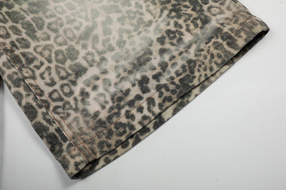 DAXUEN Faded leopard print wide-leg culottes