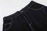DAXUEN Rhinestone wide-leg denim culottes