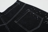 DAXUEN Rhinestone wide-leg denim culottes