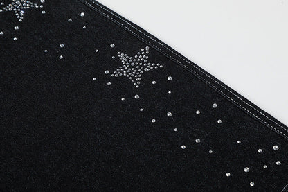 DAXUEN Rhinestone wide-leg denim culottes
