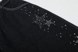 DAXUEN Rhinestone wide-leg denim culottes