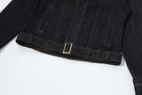 DAXUEN Cropped indigo denim jacket with gold-toned details