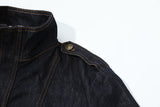 DAXUEN Cropped indigo denim jacket with gold-toned details