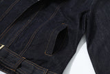 DAXUEN Cropped indigo denim jacket with gold-toned details