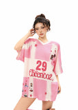 DAXUEN Relaxed-fit short-sleeved sports jersey top