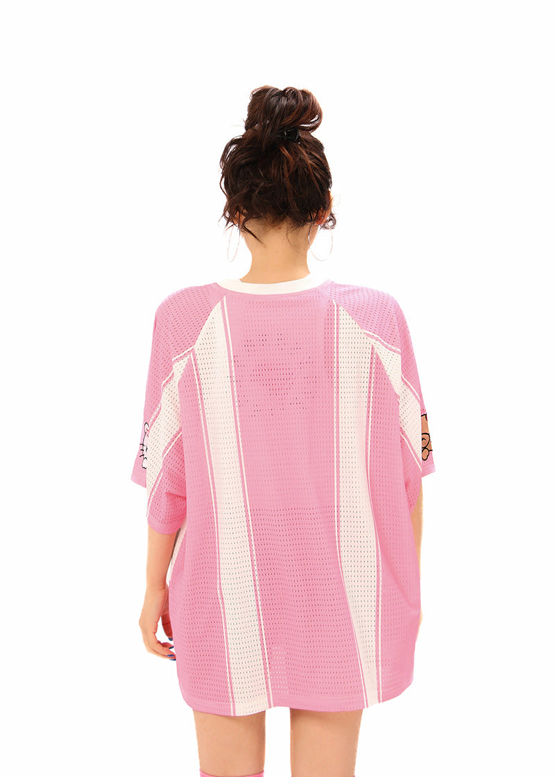 DAXUEN Relaxed-fit short-sleeved sports jersey top