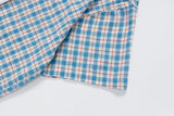 DAXUEN Checkered short-sleeved button-up shirt with embroidered details