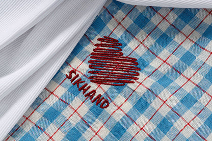 DAXUEN Checkered short-sleeved button-up shirt with embroidered details